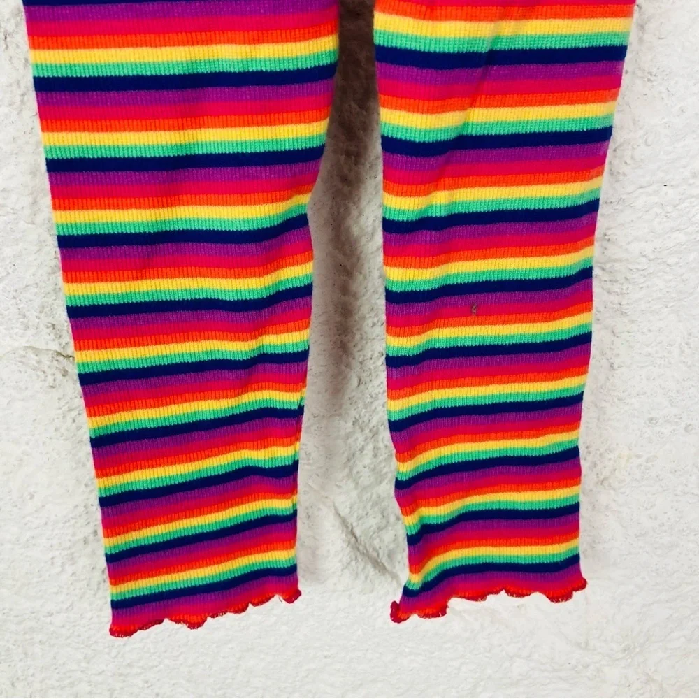 GYMBOREE rainbow Colorful Striped ribbed ruffle bottom cotton stretch Leggings